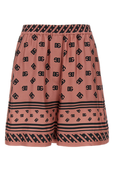 all over dg logo jacquard silk satin bermuda shorts