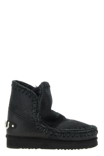eskimo 18 rhinestone logo suede ankle boots