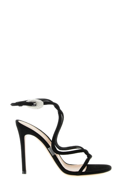 mamba crystal suede sandals