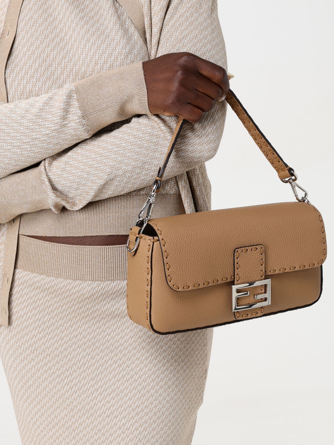 FF Baguette Leather Shoulder Bag