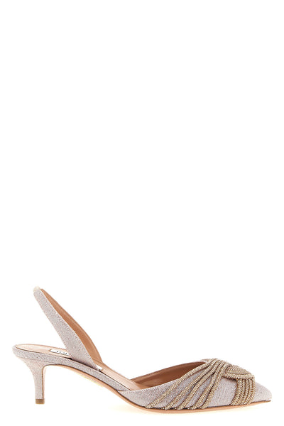 gatsby slingbacks in metal twill fabric