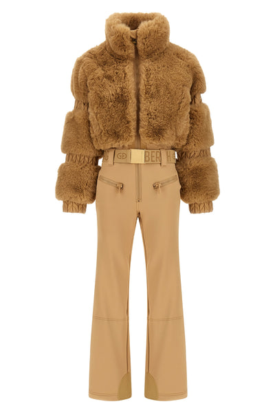 the goldbergh lieke ski suit redefines alpine clothing through a hybrid camel