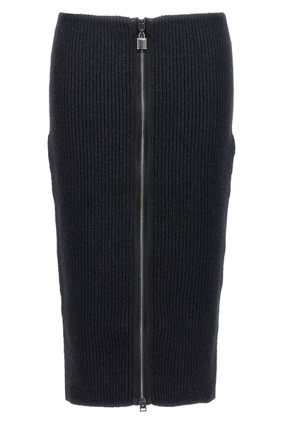 5gg ribbed knitted skirt in compact wool