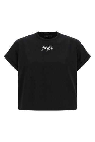 cropped cotton crewneck t-shirt