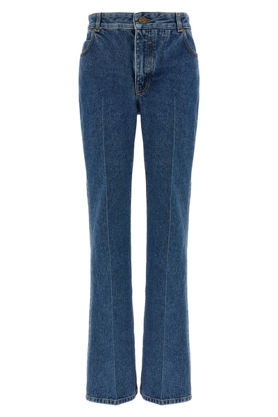 5-pocket high waist cotton denim jeans
