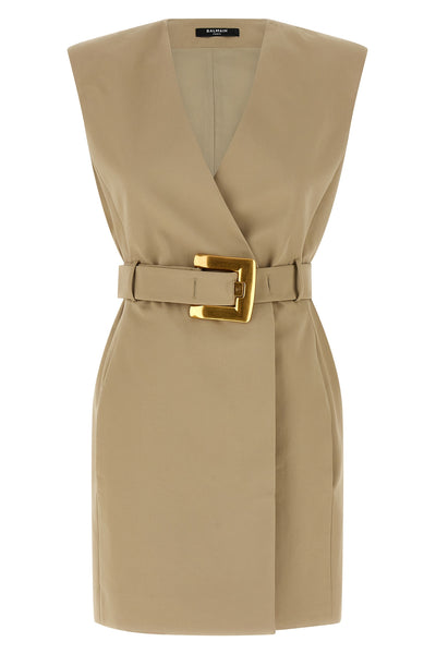 wallet mini dress in cotton gabardine