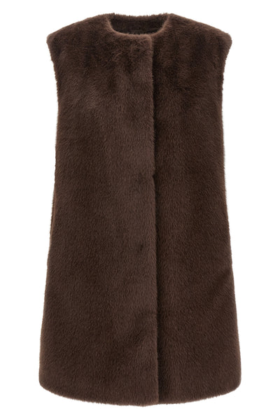 the herno resort vest in beaver-effect eco-fur features a sleeveless silhouett