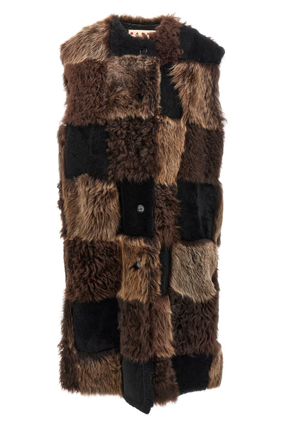 long shearling vest