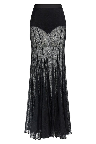long skirt in semi-transparent floral lace
