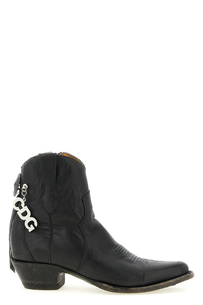 comme des garçons x mexicana ankle boots in used-effect leather