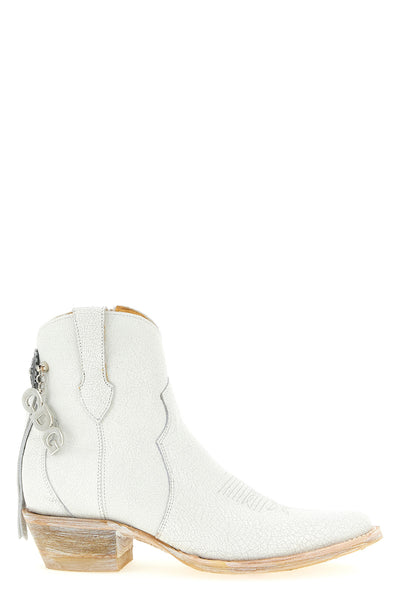 comme des garçons x mexicana ankle boots in craquelé leather