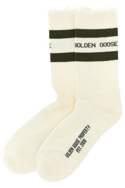 golden goose socks in structured cotton blend feature a high ribbed workmanship