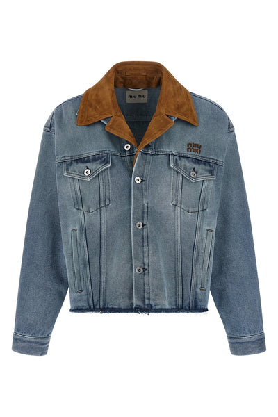 cotton denim blouson subjected to special handcrafted washing