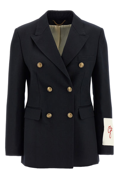 diva double-breasted virgin wool blend blazer