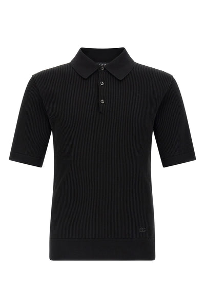 micro-ribbed cotton polo shirt