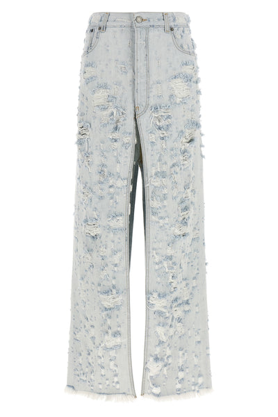 gana long skirt in destroyed cotton denim