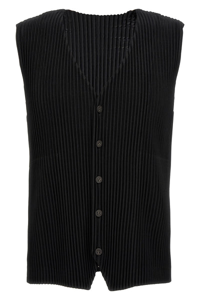 basics vest in pleated fabric