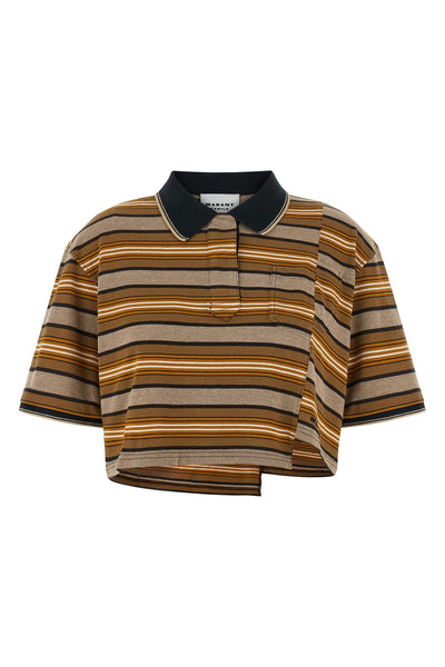 isalyne striped cotton piqué polo shirt