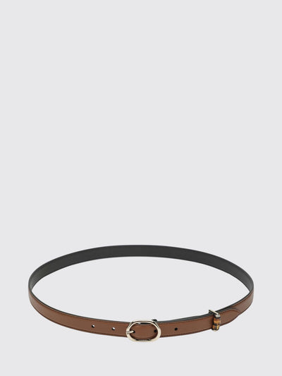 leather belt with oval buckle