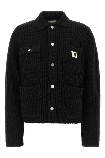 michigan sweater thick-weave ribbed wool blend cardigan