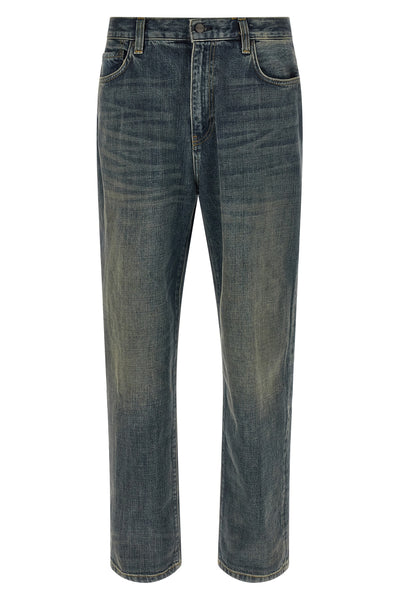 aaron pants used-effect wash cotton denim jeans