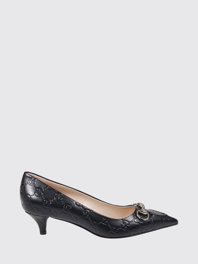 leather pumps with embossed gg monogram