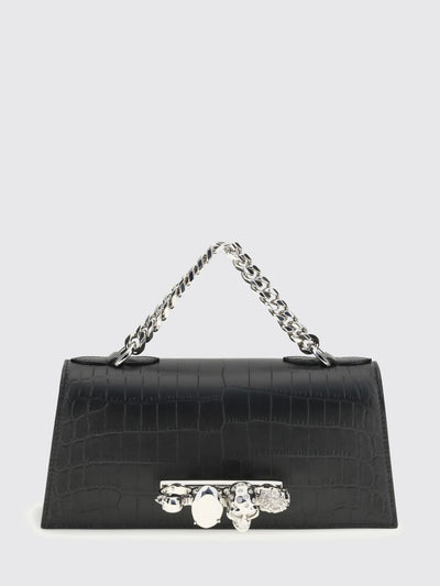 jewelled croc print leather bag