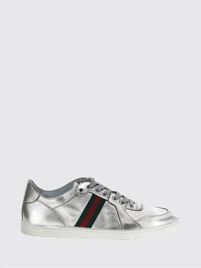 stretch laminated leather sneakers