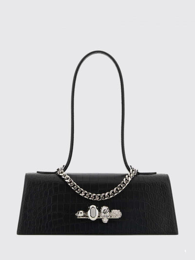 jewelled croc-print leather bag