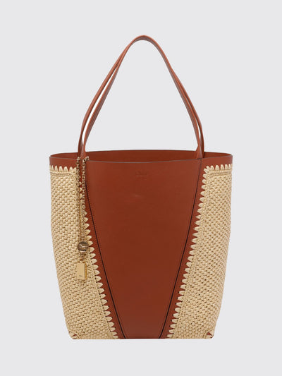chloé spin bag in crochet raffia and leather
