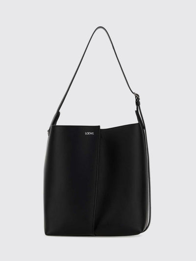 cylindrical calfskin leather shoulder bag with embossed logo