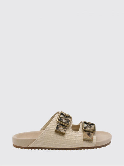 urchin vintage check raffia and canvas sandals