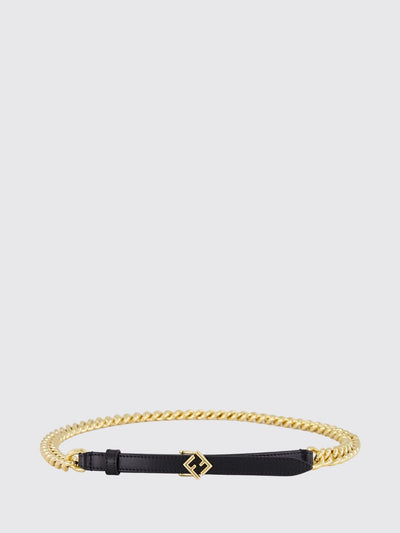 brass and leather ff diamonds belt