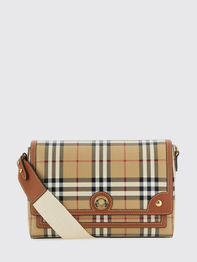note coated cotton vintage check print bag