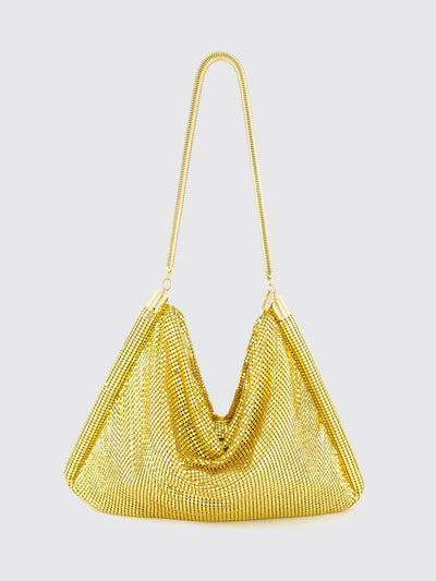 pixel aluminum shoulder bag with metal mesh handle