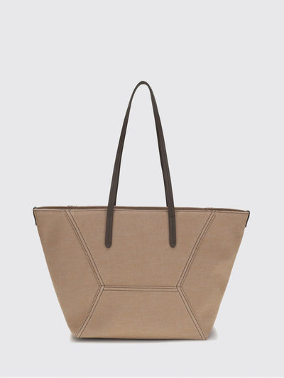 cotton tote bag with double leather handles
