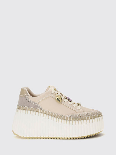 chloé nama suede platform sneakers with contrast stitching