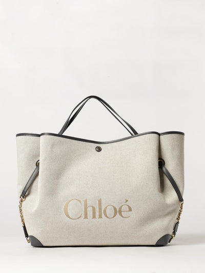 clover large cotton tote bag chloé with jacquard logo
