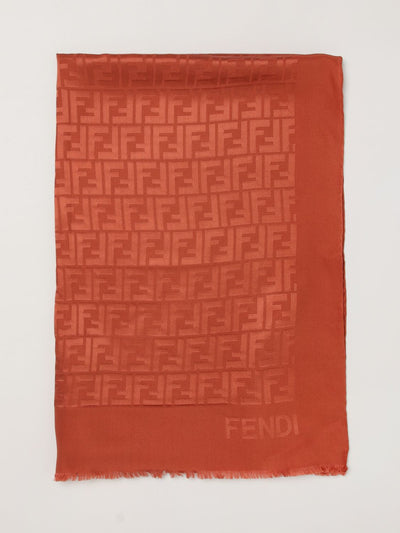 silk scarf with jacquard ff monogram and fringed edges