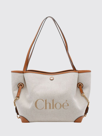 clover shoulder bag chloé in canvas with double handle and embroidered logo