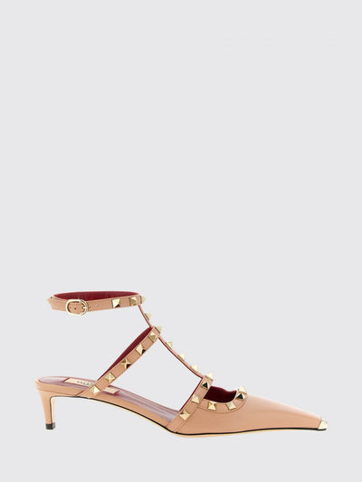 rockstud leather pumps with studs and a low heel