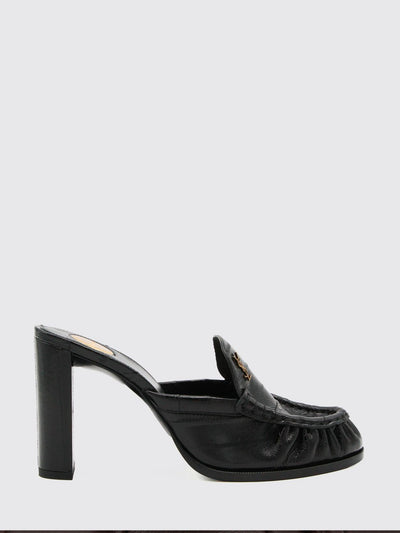 le loafer high-heeled mules in eel leather with ysl monogram