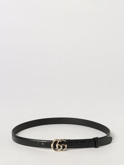gg marmont smooth calfskin leather belt with monogram buckle