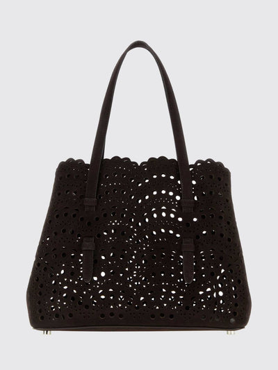 mina perforated suede shoulder bag with removable pouch