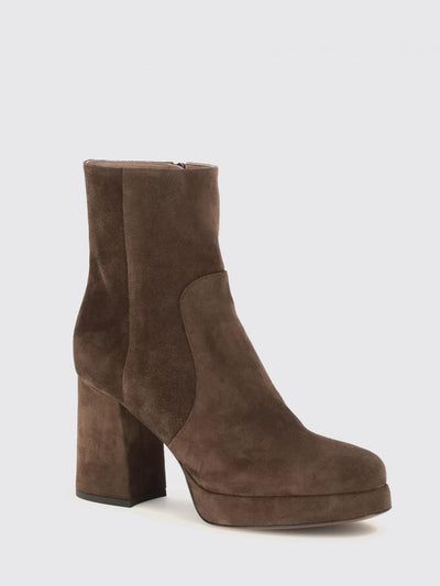 calfskin ankle boots with high heel and platform