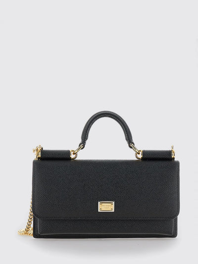 grained leather mini handbag with chain shoulder strap