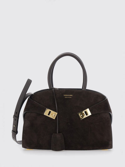 hug suede handbag with double handle and shoulder strap