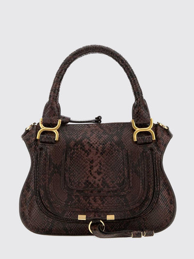 marcie python-print calfskin leather handbag chloé with shoulder strap