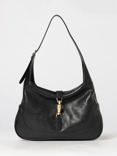 jackie 1961 medium shoulder bag in black grained leather
