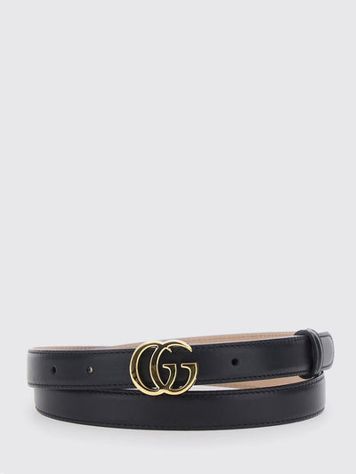 gg marmont slim calfskin leather belt with double g buckle